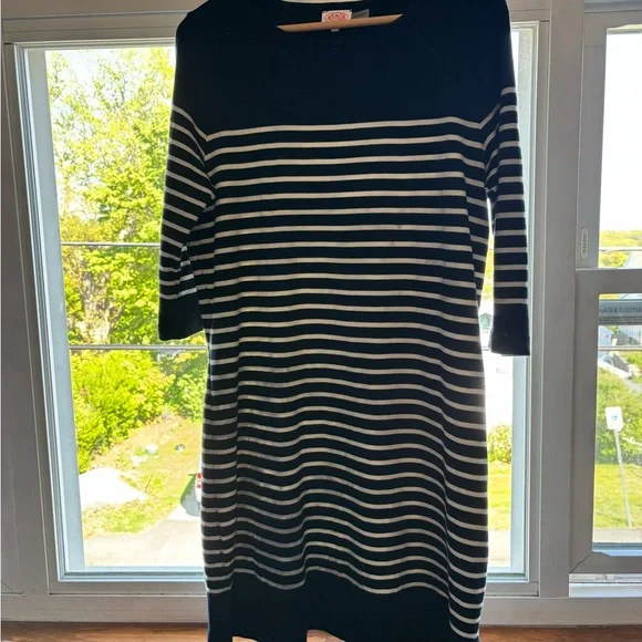 Amour Lux Cotton Navy Striped Sailor Dress French Classic Preppy YachtStyle - Picture 5 of 12